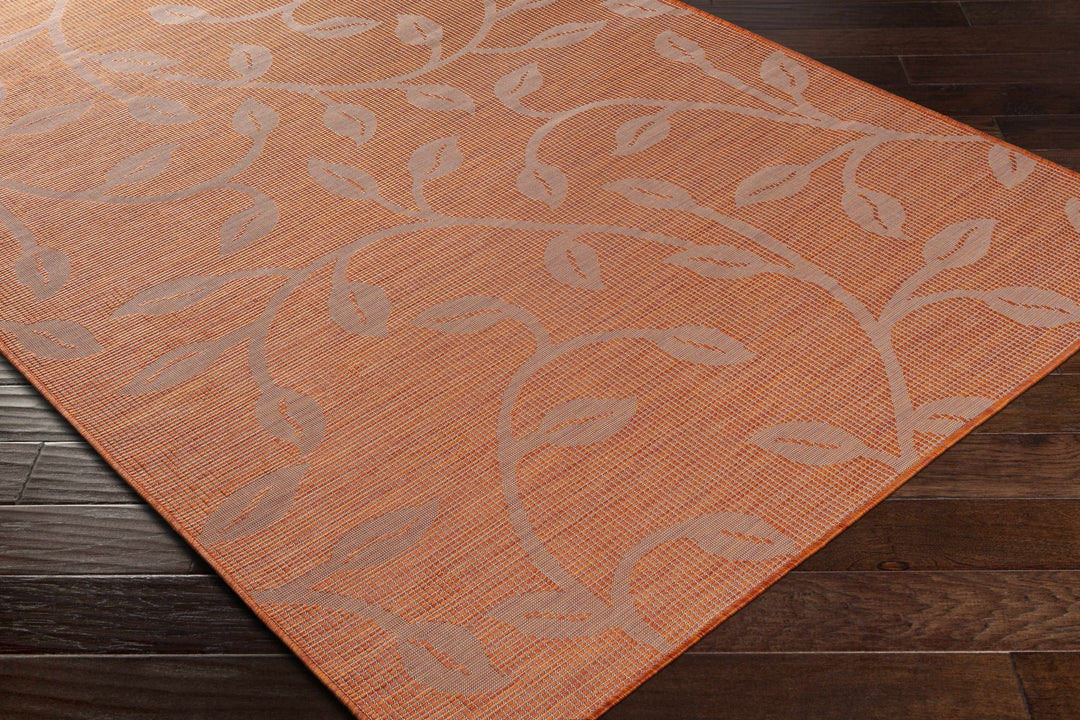 Calwell Modern Botanical Design Orange Outdoor Area Rug - The Rug Decor