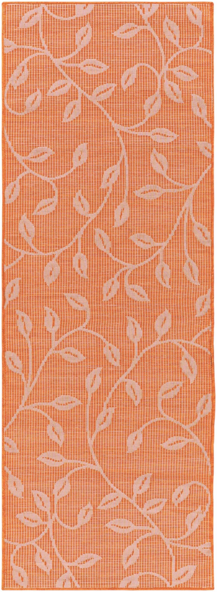 Calwell Modern Botanical Design Orange Outdoor Area Rug - The Rug Decor