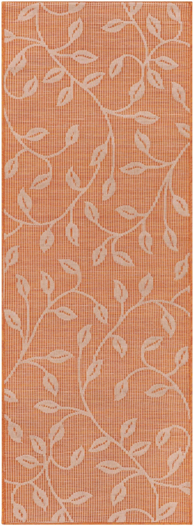 Calwell Modern Botanical Design Orange Outdoor Area Rug - The Rug Decor