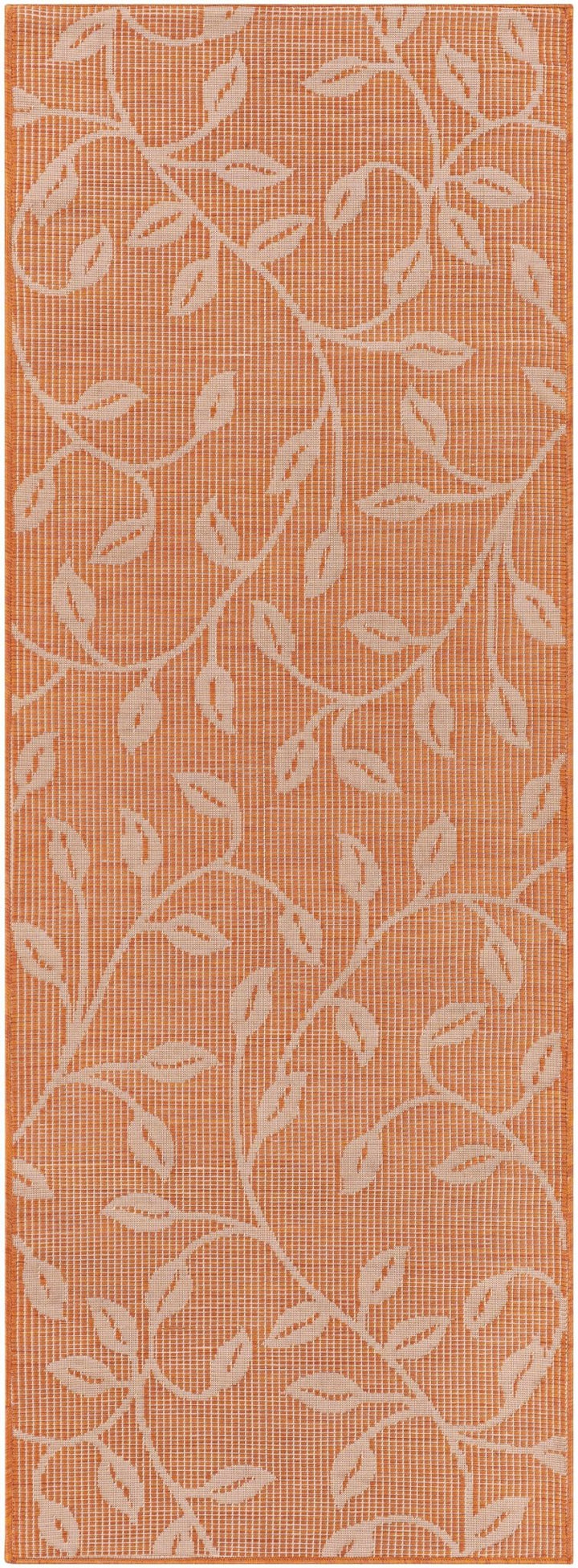 Calwell Modern Botanical Design Orange Outdoor Area Rug - The Rug Decor