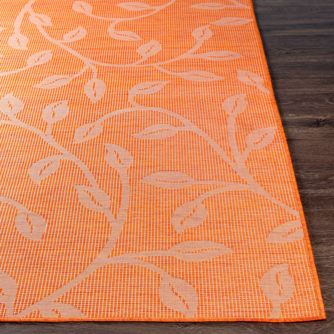 Calwell Modern Botanical Design Orange Outdoor Area Rug - The Rug Decor