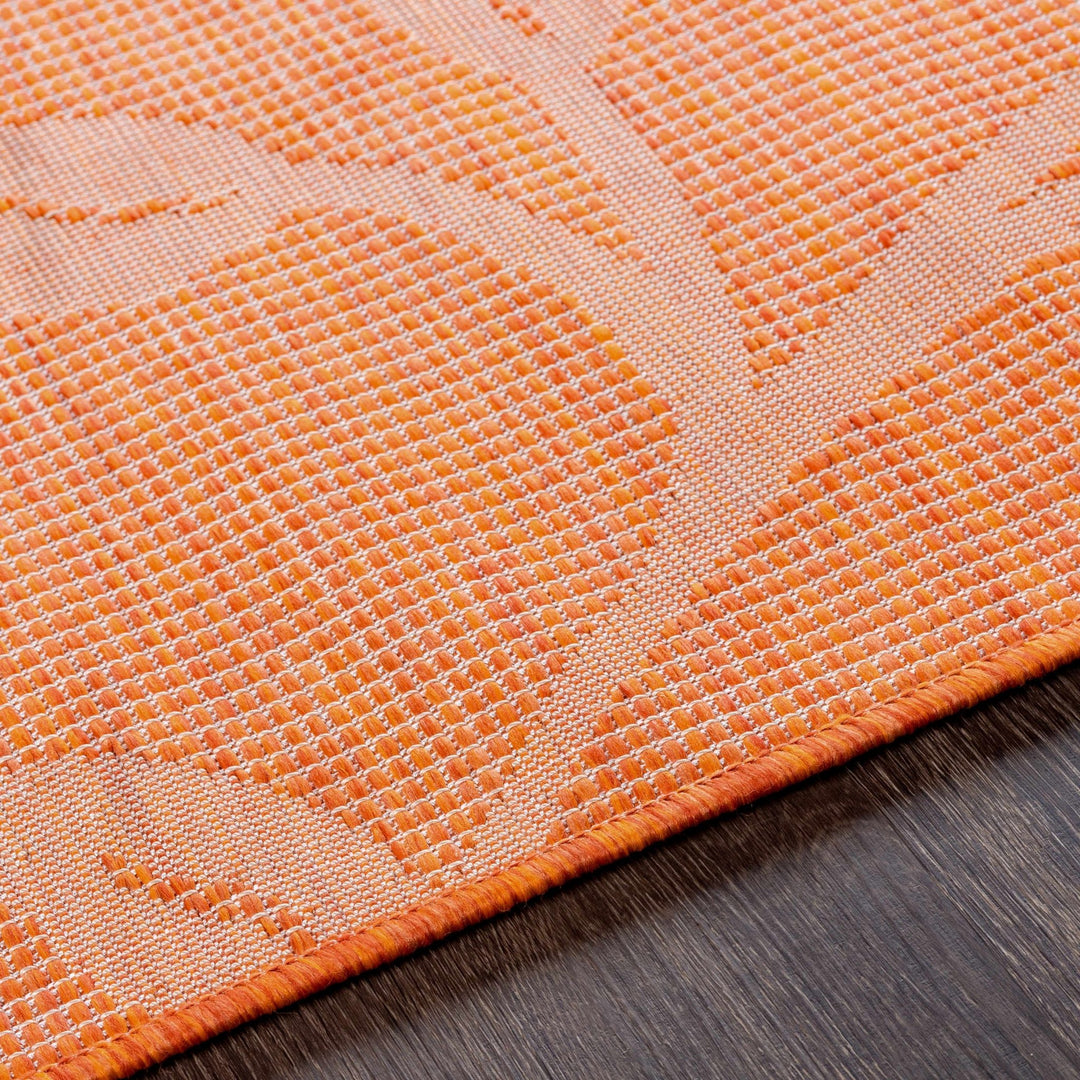 Calwell Modern Botanical Design Orange Outdoor Area Rug - The Rug Decor