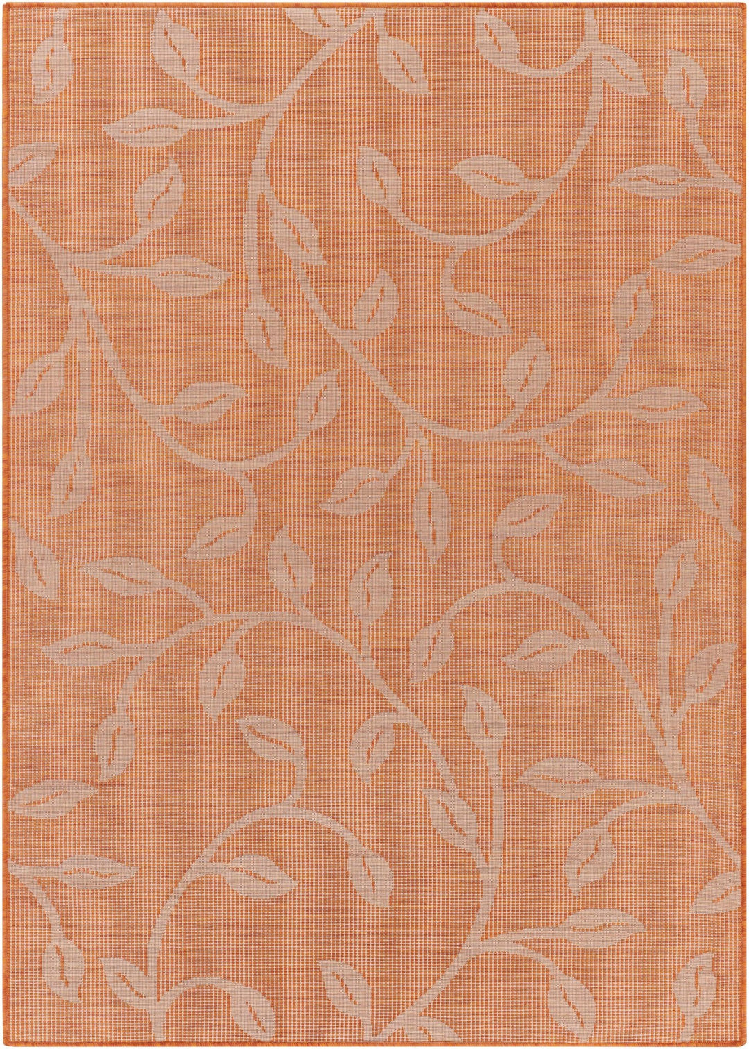 Calwell Modern Botanical Design Orange Outdoor Area Rug - The Rug Decor