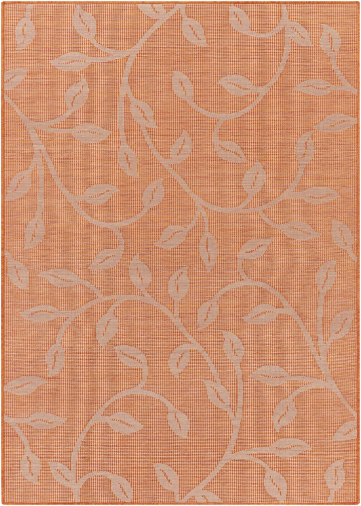 Calwell Modern Botanical Design Orange Outdoor Area Rug - The Rug Decor