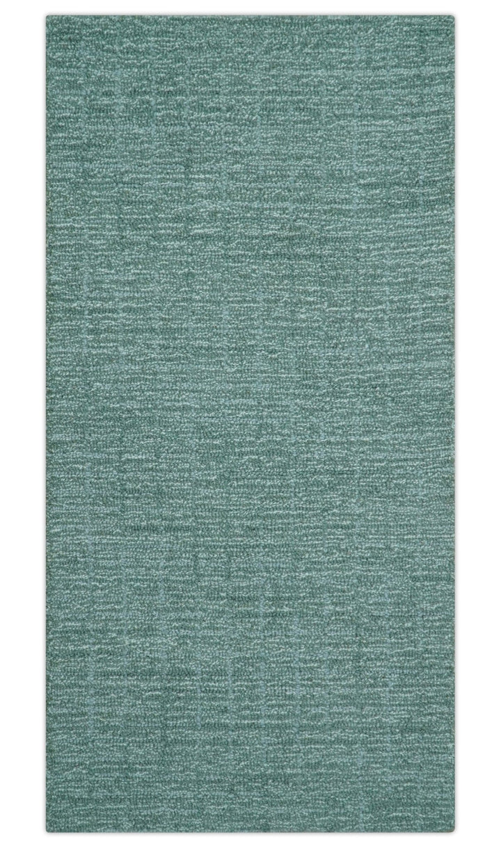 Cam Custom Made Modern Style Teal Hand Tufted Wool Rug - The Rug Decor