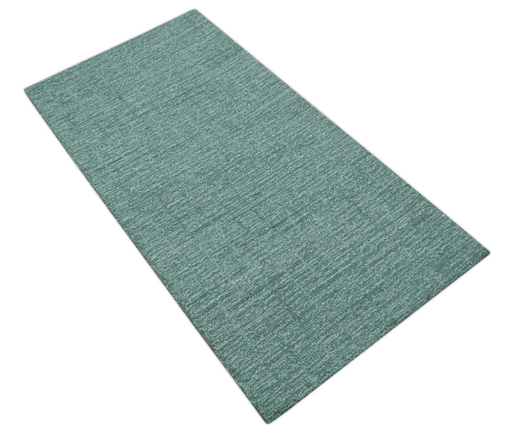 Cam Custom Made Modern Style Teal Hand Tufted Wool Rug - The Rug Decor