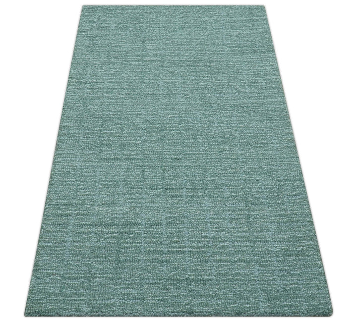 Cam Custom Made Modern Style Teal Hand Tufted Wool Rug - The Rug Decor