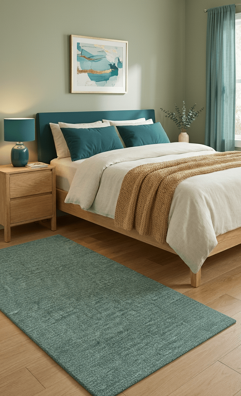 Cam Custom Made Modern Style Teal Hand Tufted Wool Rug - The Rug Decor