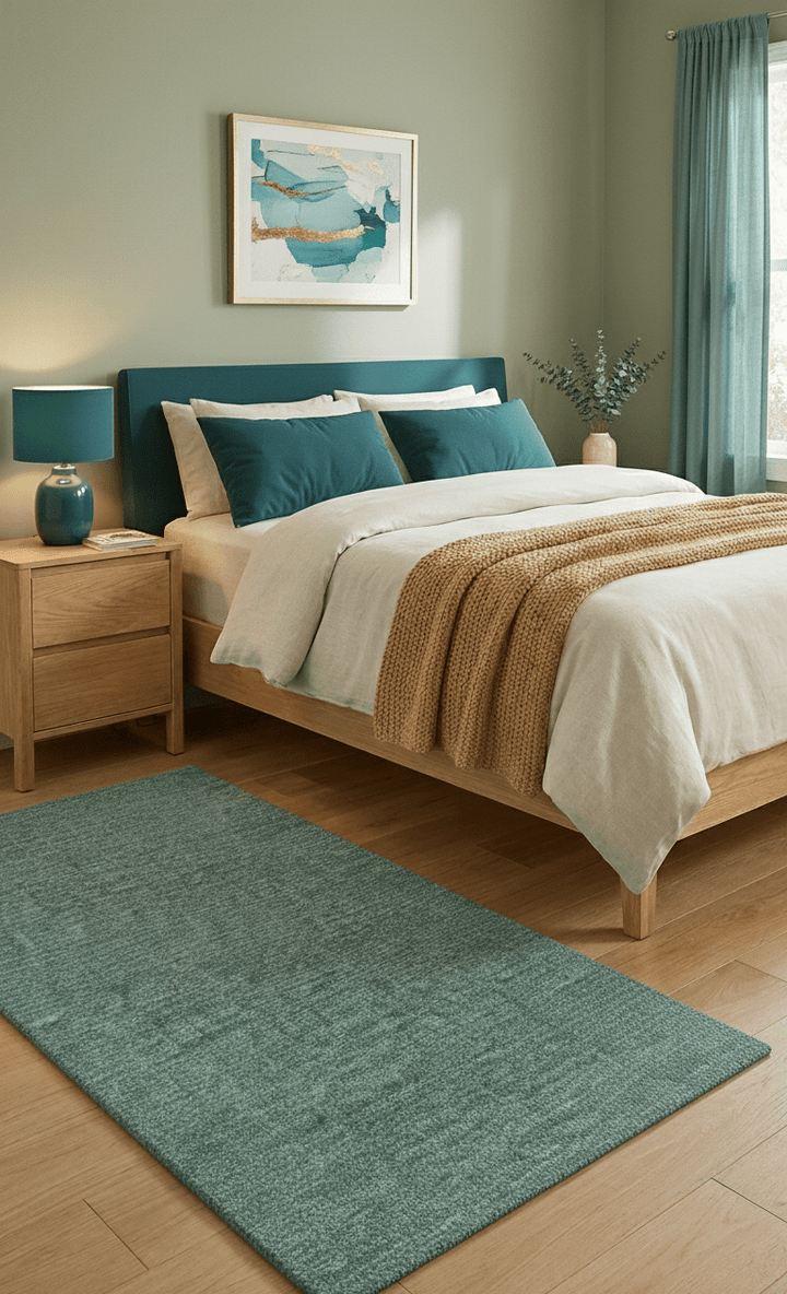 Cam Custom Made Modern Style Teal Hand Tufted Wool Rug - The Rug Decor