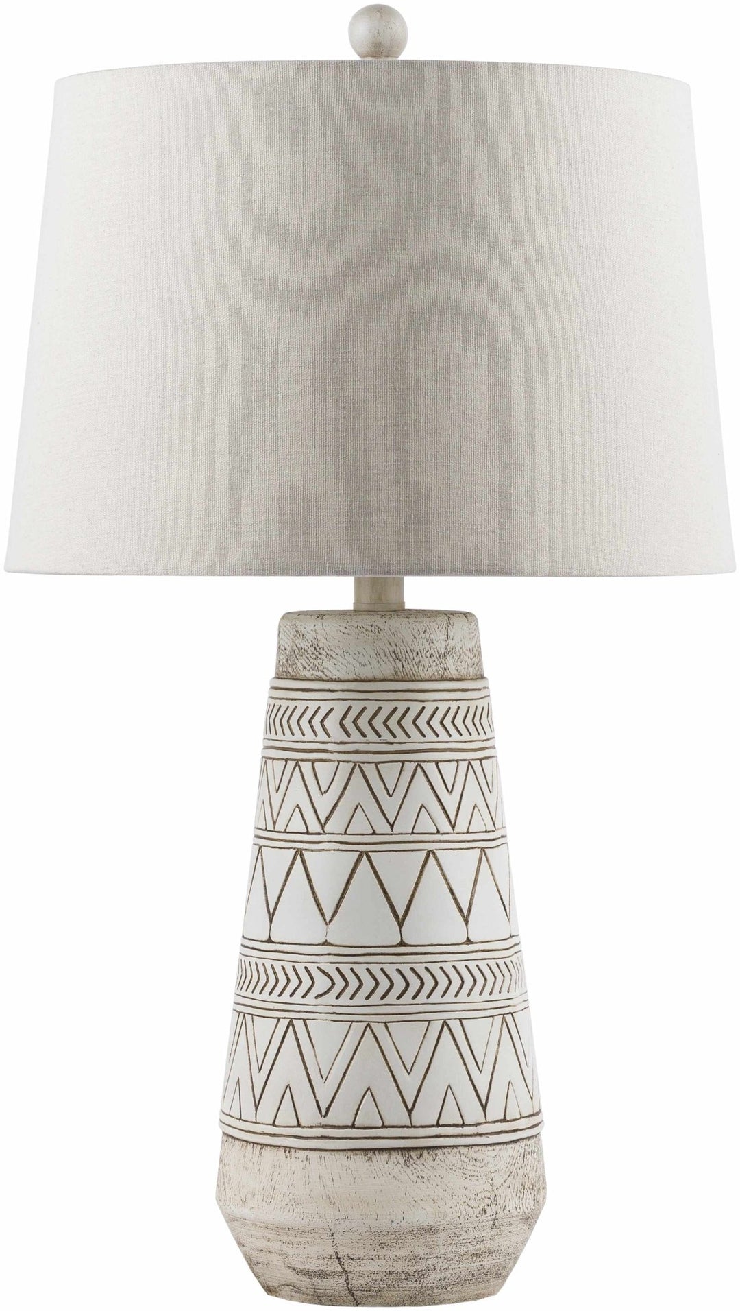 Camaligan Tan & Cream Resin Table Lamp – Transitional Bohemian Accent Lighting with Linen Shade - The Rug Decor
