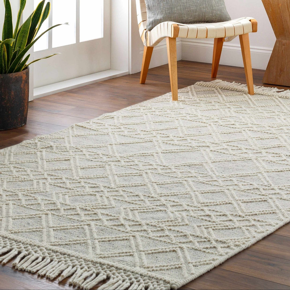 Cameo Scandi Bohemian Style Ivory Hand Woven Wool Rug - The Rug Decor