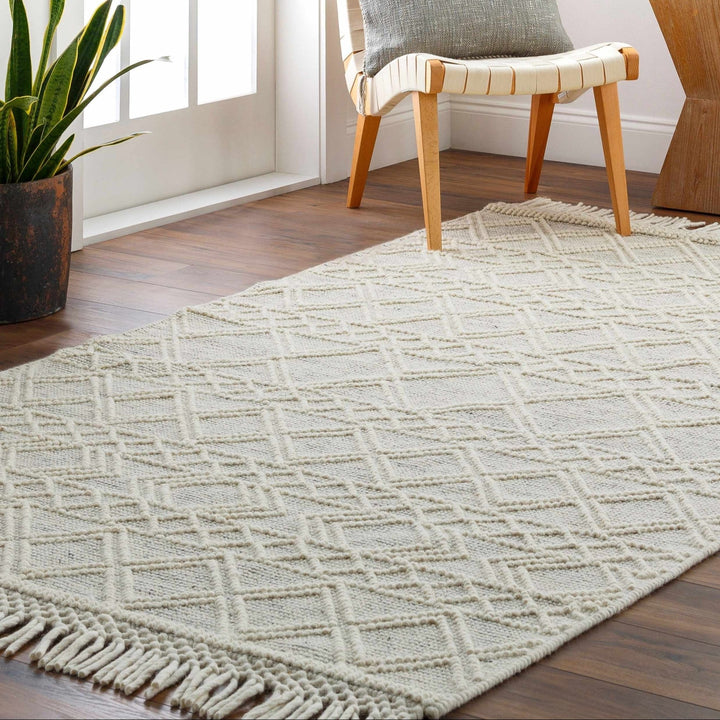Cameo Scandi Bohemian Style Ivory Hand Woven Wool Rug - The Rug Decor