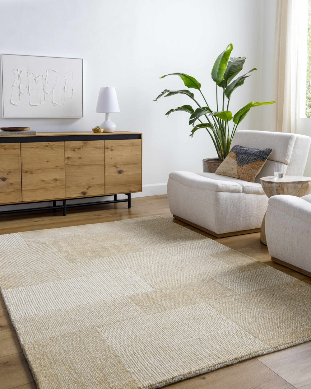Camila Modern Geometrical Beige And Cream Rug - The Rug Decor