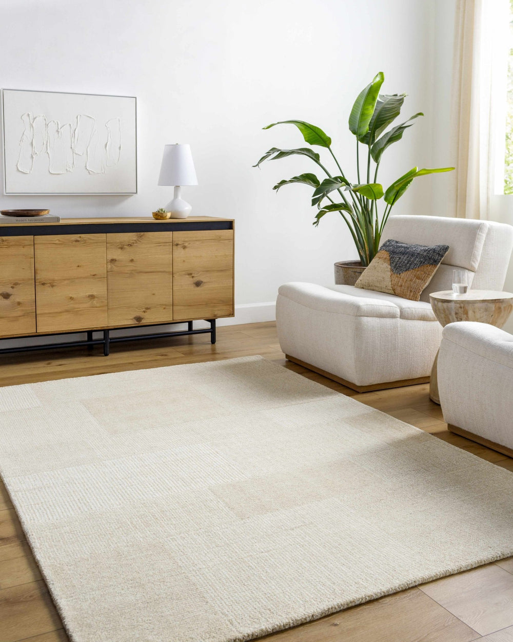 Camila Modern Geometrical Beige And Ivory Area Rug - The Rug Decor