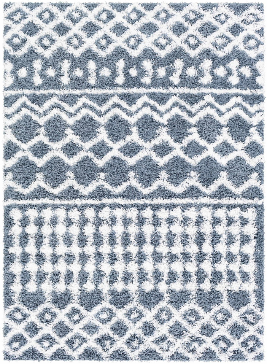 Camp Modern Geometrical Design Blue And Ivory Area Rug - The Rug Decor