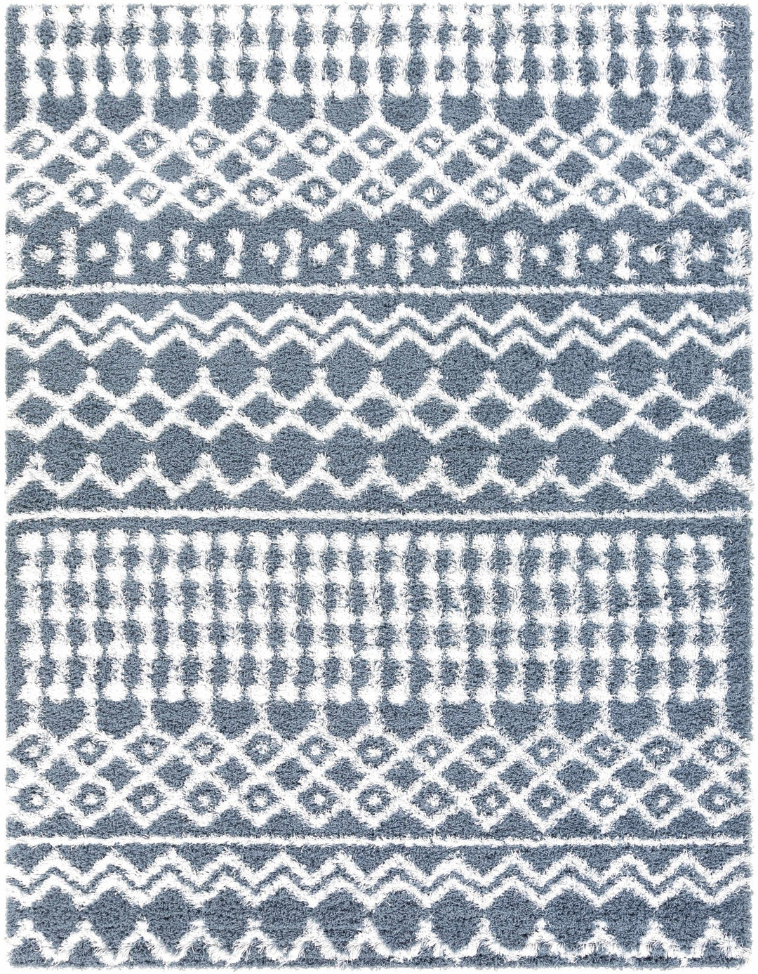 Camp Modern Geometrical Design Blue And Ivory Area Rug - The Rug Decor