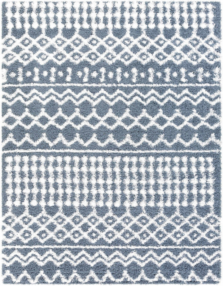 Camp Modern Geometrical Design Blue And Ivory Area Rug - The Rug Decor