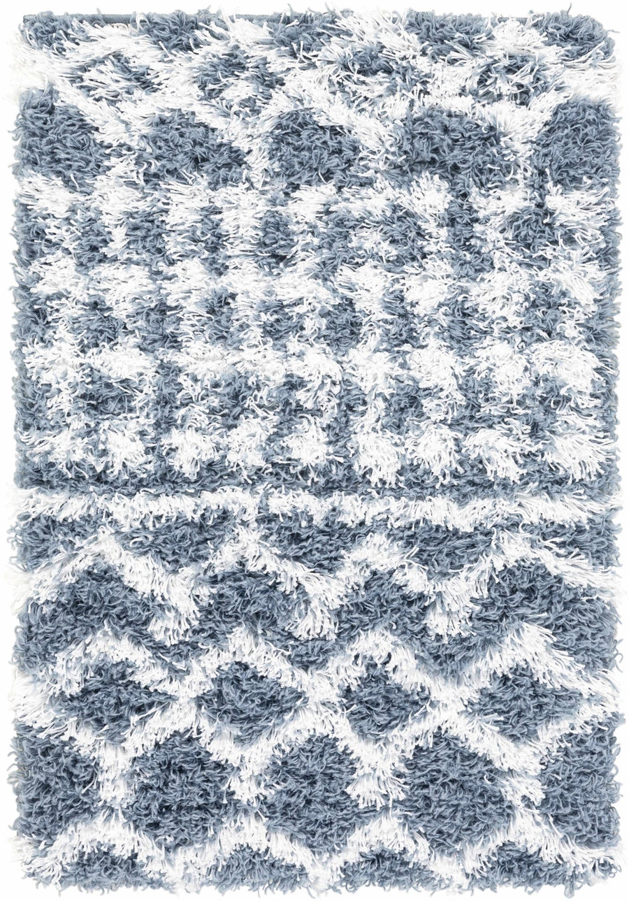 Camp Modern Geometrical Design Blue And Ivory Area Rug - The Rug Decor