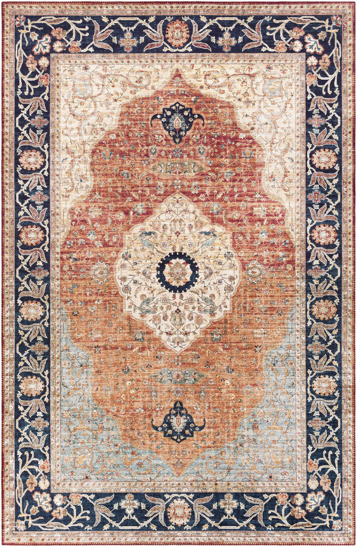 Camperdown Rust And Blue Traditional Style Area Rug