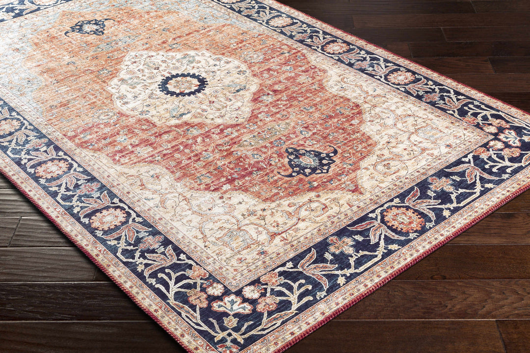 Camperdown Rust And Blue Traditional Style Area Rug