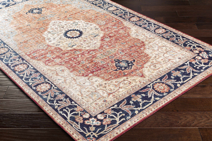 Camperdown Rust And Blue Traditional Style Area Rug