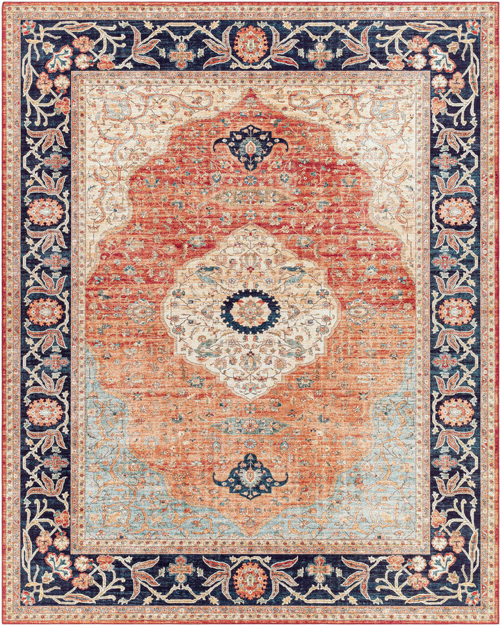 Camperdown Rust And Blue Traditional Style Area Rug