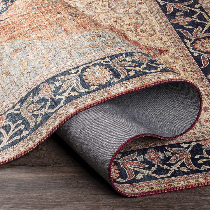 Camperdown Rust And Blue Traditional Style Area Rug