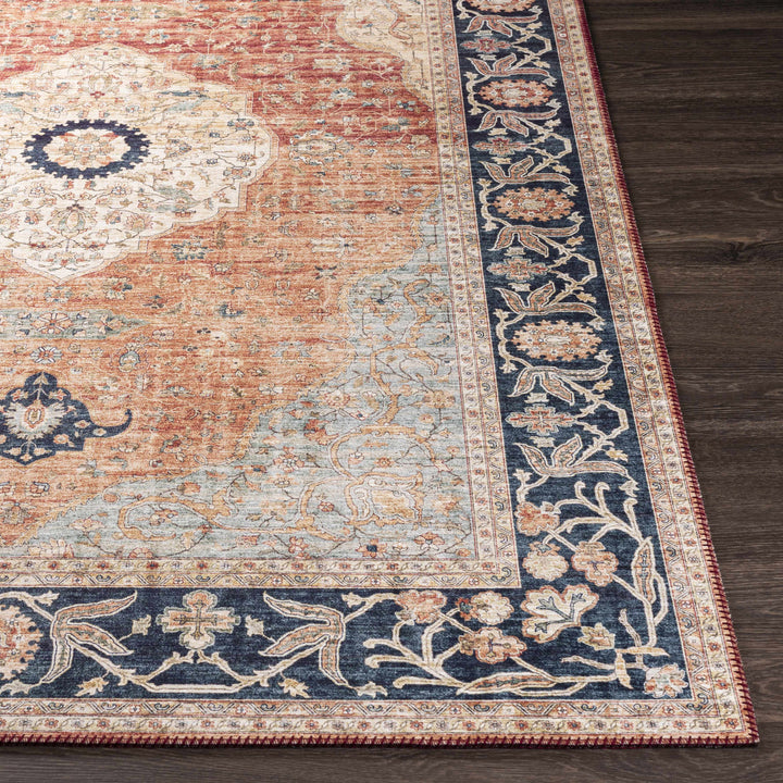 Camperdown Rust And Blue Traditional Style Area Rug