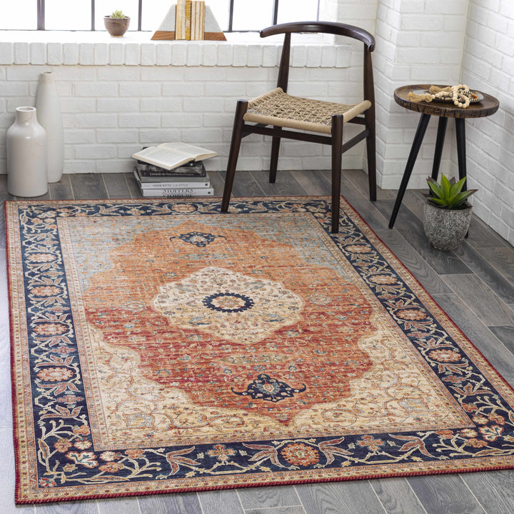 Camperdown Rust And Blue Traditional Style Area Rug