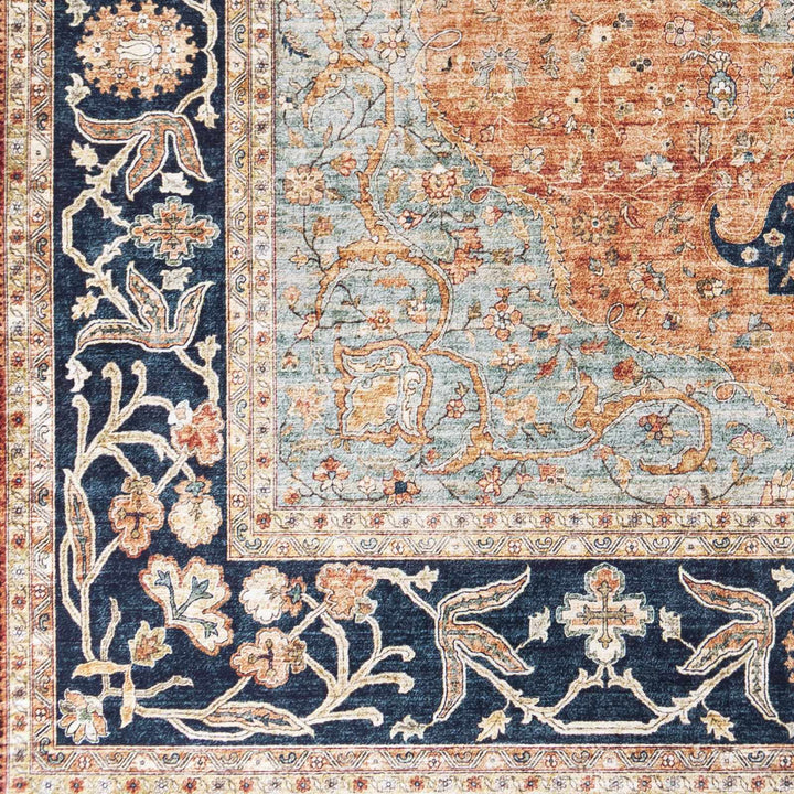 Camperdown Rust And Blue Traditional Style Area Rug