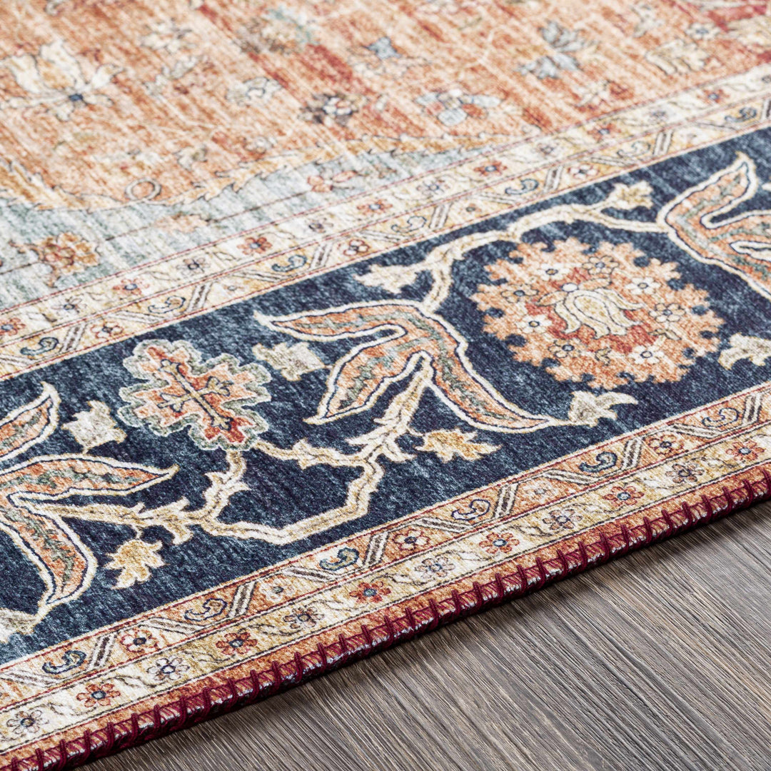 Camperdown Rust And Blue Traditional Style Area Rug