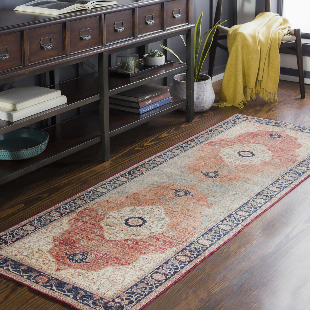 Camperdown Rust And Blue Traditional Style Area Rug
