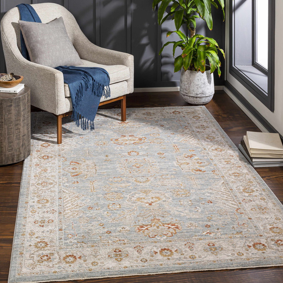 Camrose Blue And Ivory Traditional Style Area Rug