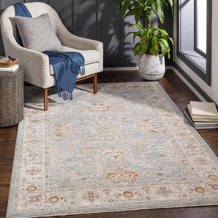 Camrose Blue And Ivory Traditional Style Area Rug