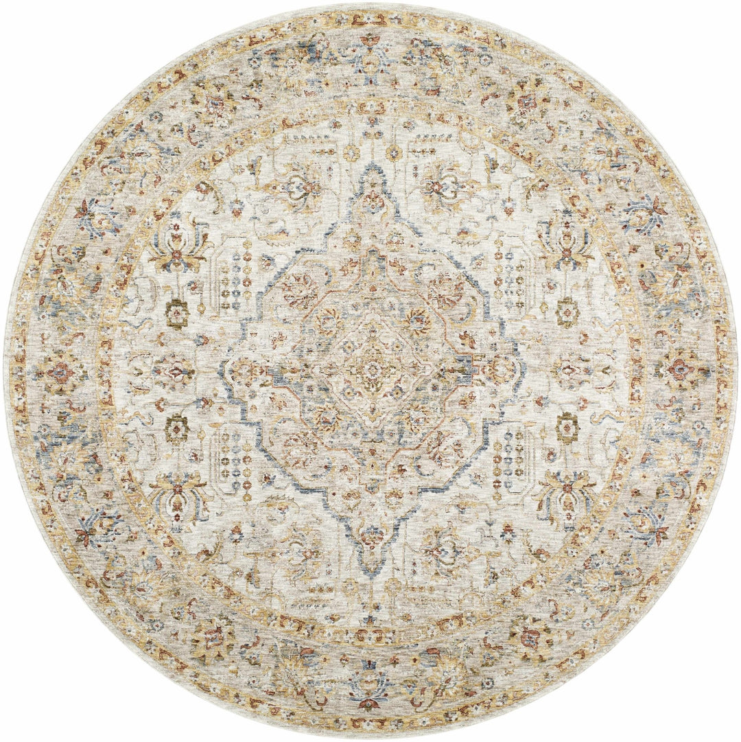 Canan Mustard And Beige Traditional Medallion Design Rug - The Rug Decor