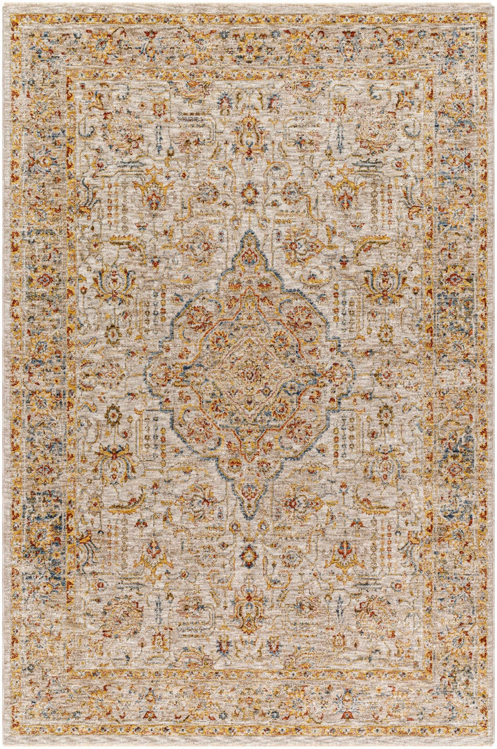 Canan Mustard And Beige Traditional Medallion Design Rug - The Rug Decor