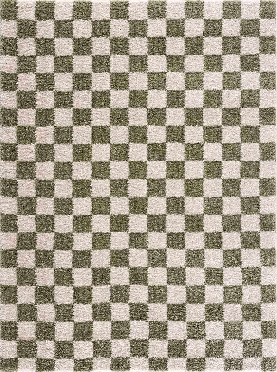 Canika Modern Geometrical Green And Beige Washable Rug - The Rug Decor