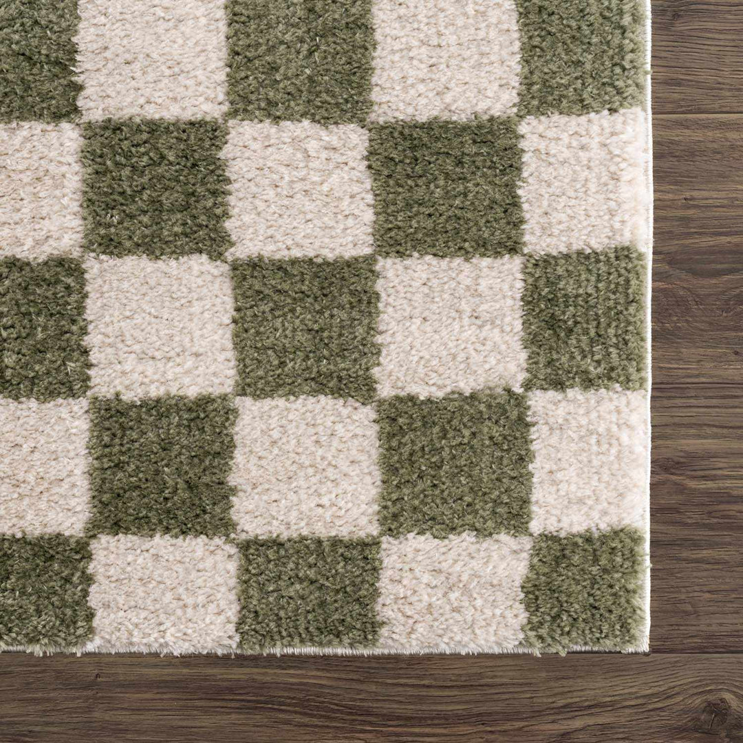 Canika Modern Geometrical Green And Beige Washable Rug - The Rug Decor