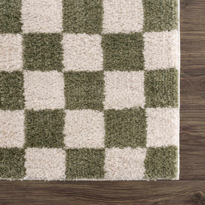 Canika Modern Geometrical Green And Beige Washable Rug - The Rug Decor