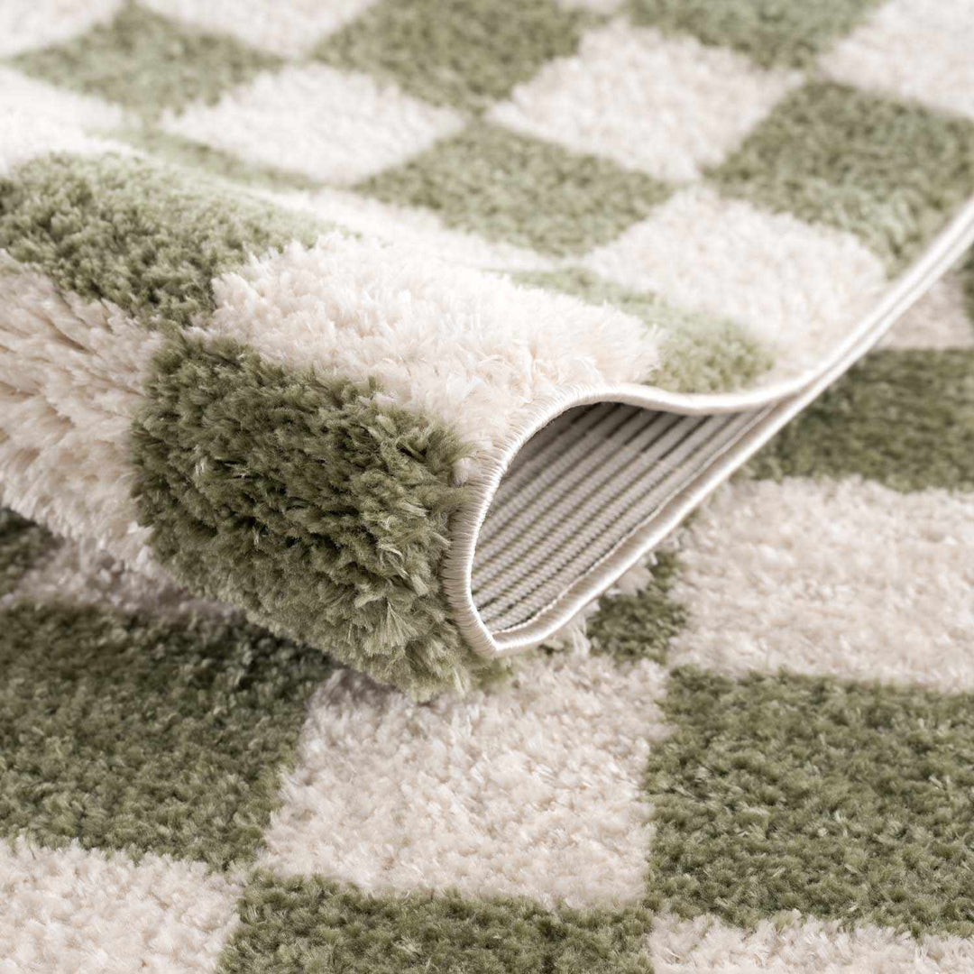 Canika Modern Geometrical Green And Beige Washable Rug - The Rug Decor