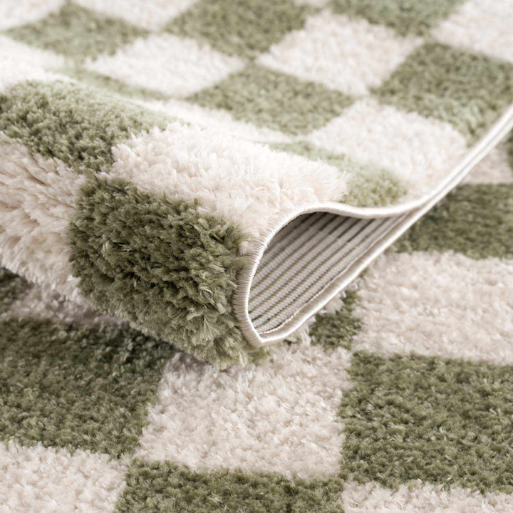 Canika Modern Geometrical Green And Beige Washable Rug - The Rug Decor