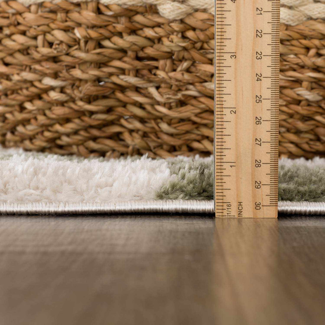Canika Modern Geometrical Green And Beige Washable Rug - The Rug Decor