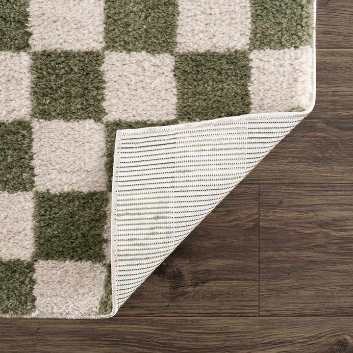 Canika Modern Geometrical Green And Beige Washable Rug - The Rug Decor