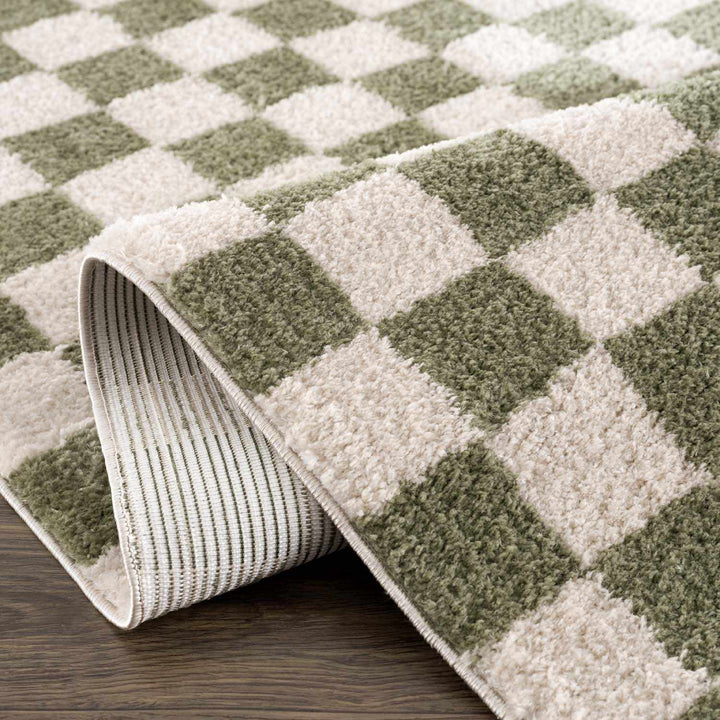 Canika Modern Geometrical Green And Beige Washable Rug - The Rug Decor