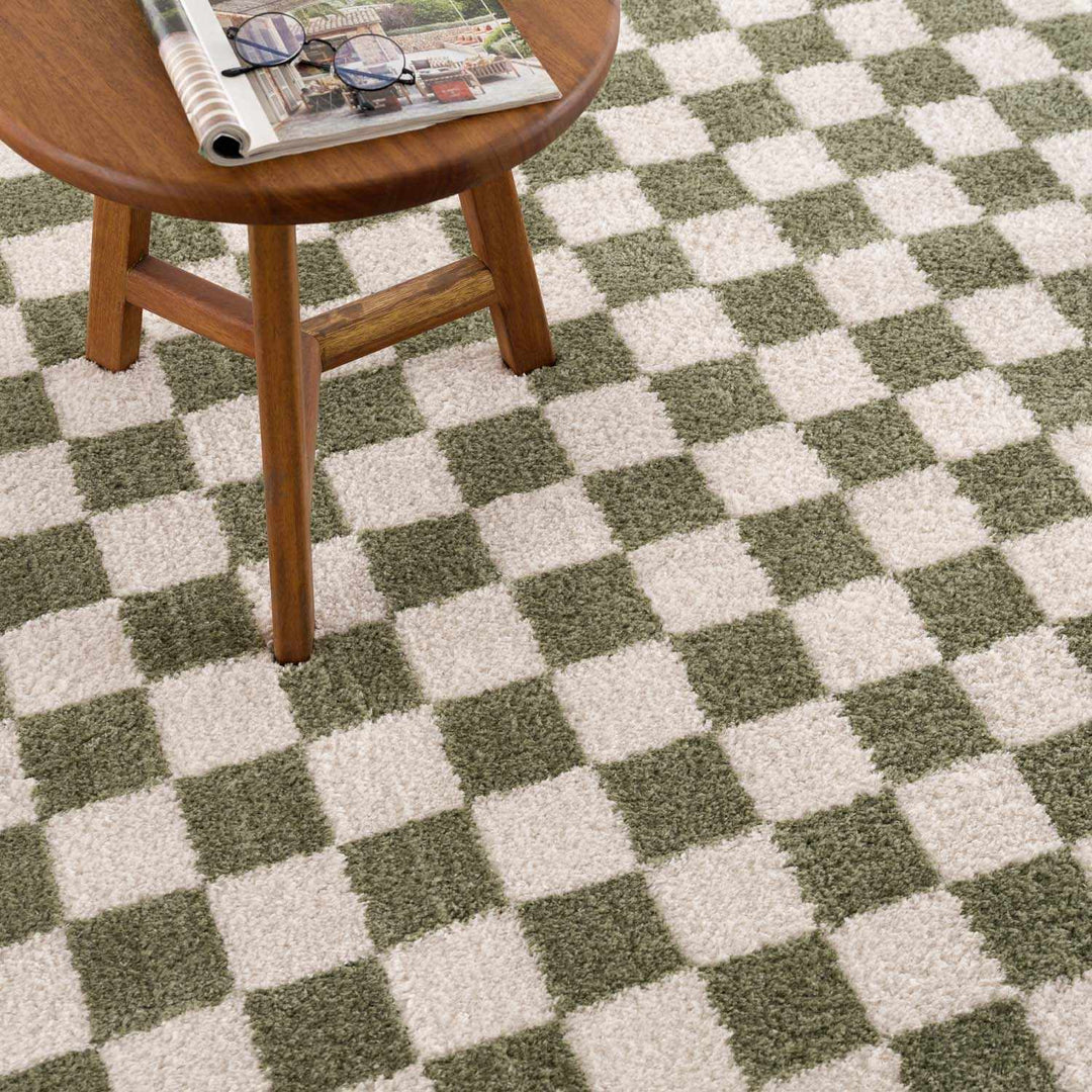 Canika Modern Geometrical Green And Beige Washable Rug - The Rug Decor