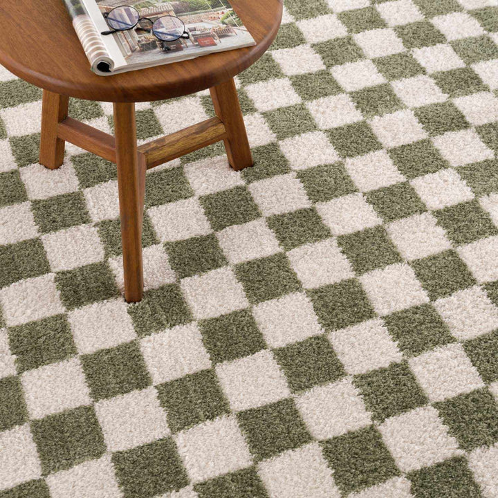 Canika Modern Geometrical Green And Beige Washable Rug - The Rug Decor