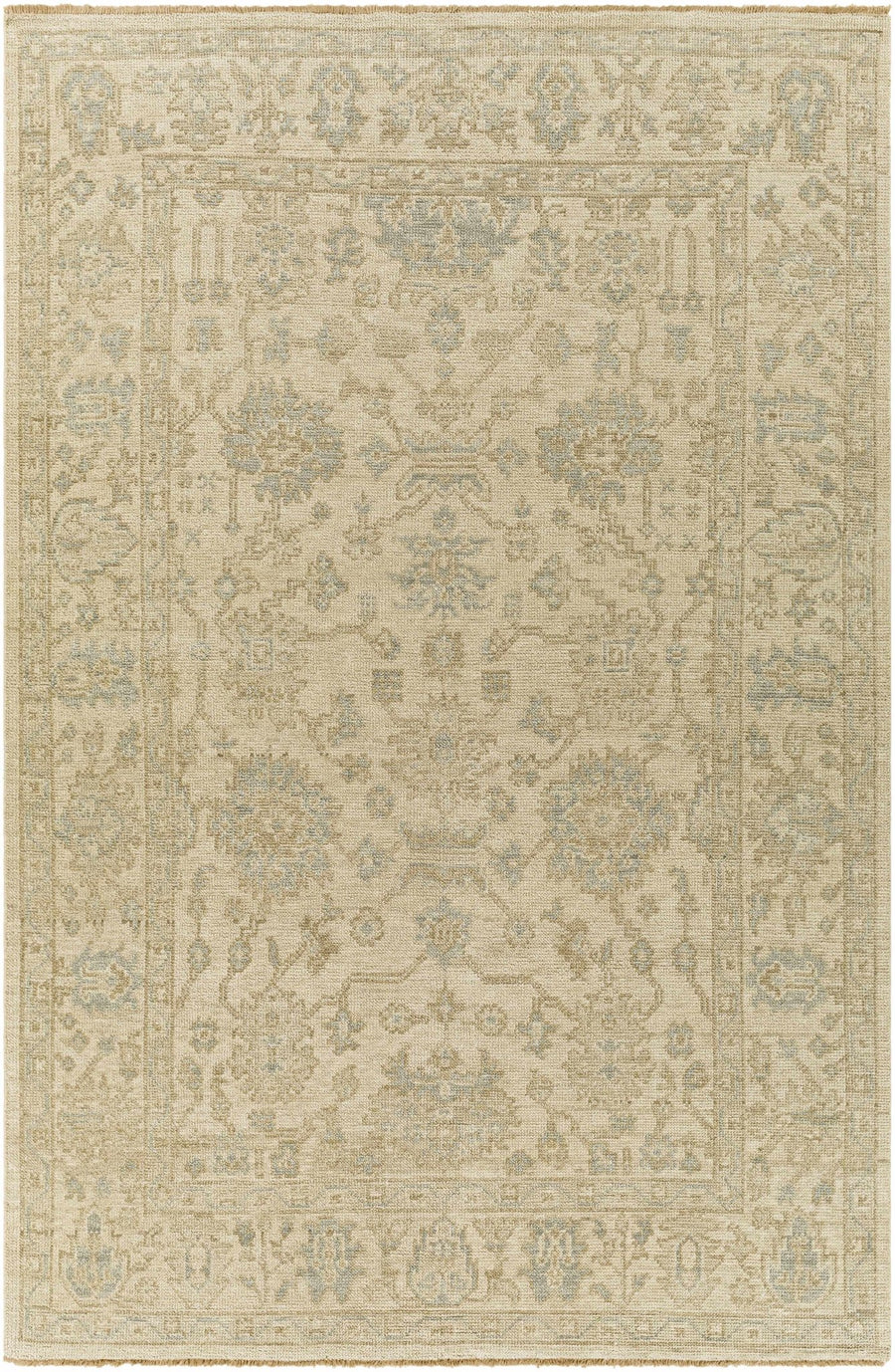 Canning Traditional Floral Design Beige Hand Knotted Area Rug - The Rug Decor