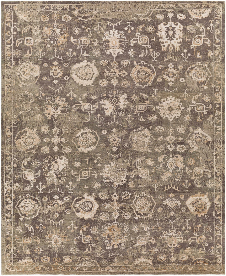 Cantley Brown And Beige Traditional Floral Design Hand Knotted Area Rug - The Rug Decor