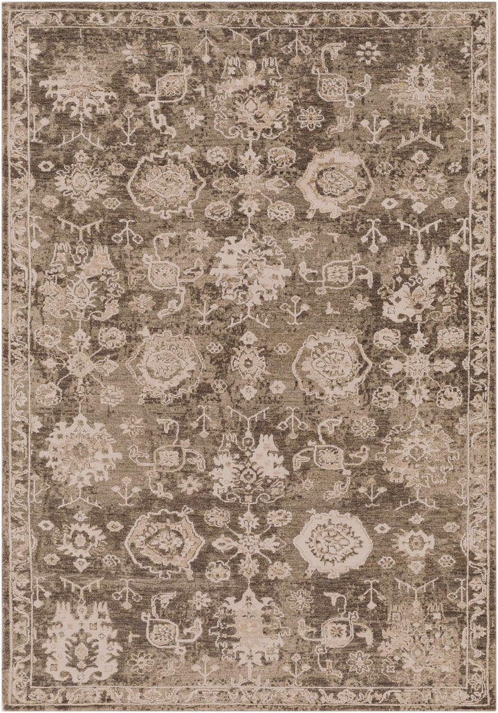 Cantley Brown And Beige Traditional Floral Design Hand Knotted Area Rug - The Rug Decor