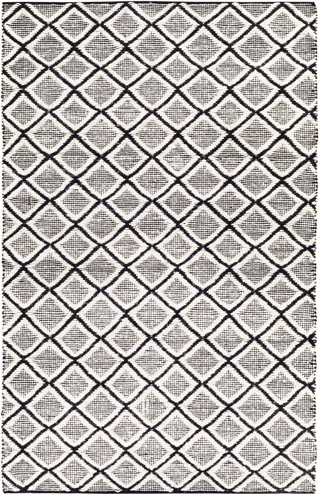 Canturay Ivory And Black Modern Geometrical Design Hand Woven Area Rug